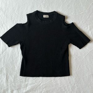 John Galt Black Cropped Sweater Top Size Small